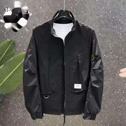 Outerwear Designer Badges Zipper Shirt Jacket Loose Style Spring Autumn Mens Top Oxford Breathable Portable High Street Stones Rock Island Clothing Jacke 8145