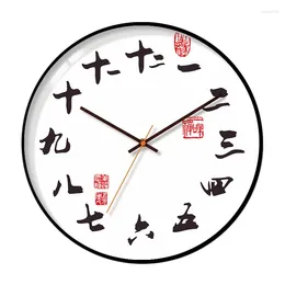 Wall Clocks 12 Inch Chinese Style Silent Clock Simple Personality Modern Design Living Room Metal Retro Charts