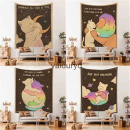 Tapestries Cute Cat Tarot Tapestry Wall Hanging Cloth Fabric Sun Moon Art for Living Room Large Bedroom Home Decor H240514