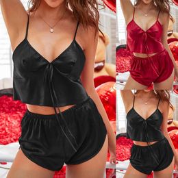 Women's Sleepwear Bra Suspender Crop Tops Shorts Pyjamas Set Women Sleep Sexy Nightwear Outfit Ladies Pijama Suit Luxury Pyjamas