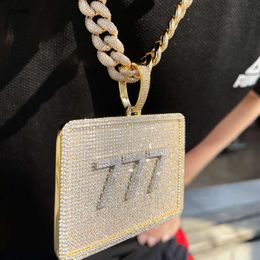 Designer di gioielli Nome personalizzato Lettera Ciondolo Forma quadrata Grande ottone ghiacciato CZ in oro rosa Collana personale Gioielli Hip HopHipHop