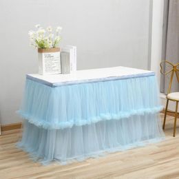 Table Skirt Sweet Accessories Tulle Skirts Birthday Supplies Tablecloths For Events Rectangular Tableware Wedding Centrepieces Blue