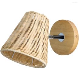 Wall Lamp Farmhouse Light Fixtures Modern Night Rattan Sconce Lights Bedroom Woven Pendant Bedside Home Simple