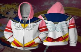 Asian Size Anime 3D Cartoon SAILOR MOON Zipper Cosplay Costume Long Sleeve Coat Casual Jacket Sweatshirts Hoodies7115986