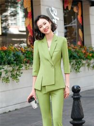 Women's Suits Blazers Dushicolorful Women's Blazer Jackets New 2023Spring Half Sleeve Office Suit Thin Irregular Coat Fromal Solid Outerwear Chic TopsL240118