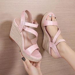 Sandals Espadrilles Wedge Platform For Women Ankle Buckle Cute Shoes Open Toe Sandal Casual Summer Wedding Party Dress