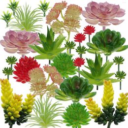 Decorative Flowers 24pcs Terrarium Decoration Succulent Plants Flocked Unpotted Mini Floral Home DIY Crafting Assorted Artificial Colourful