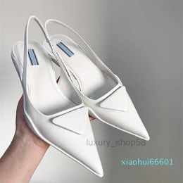 2024Leather Sandal Fine Heel Highs Fashion Sexy Letter Cloth Large Size 34-42