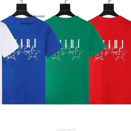 Designer Clothing amri miri amis es Tees Am 2023 Fashion Brand Amies Letter Star Printed Round Neck Tshirt Short Top Half Sleeved Bottom Shirt for Men 4652