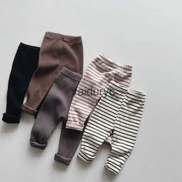 Leggings Tights 2023 Autumn New ldren Solid Girls Cotton Kids Trousers Baby Boys Striped Bottom Clothes H240508