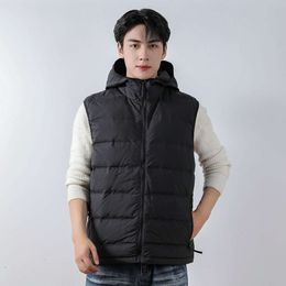 Cold Winter Siyu 2023 Men's 90 Velvet Hooded and Hat Vest Seamless Fabric Down Coat Tank Top