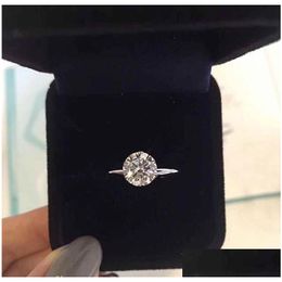 Solitaire Ring Have Stamp Claw 1-3 Karat Cz Diamond 925 Sterling Sier Rings Anelli For Women Marry Wedding Engagement Sets Lovers Gi Dhey5