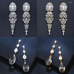 Dangle Earrings Clearance / Long Clear Crystal Bridal For Women Shiny Rhinestone Wedding Jewellery Ersn57