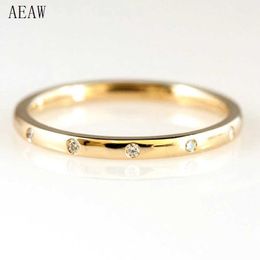 Band Rings 0.05ctw 1.3mm 5-Stones Style CVD HPHT Lab Diamond WeddBand Bezel SettRound Diadmond Band R14k Yellow Gold J240118