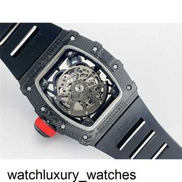 Wristwatch Factory Richardmill Luxury Superclone Zf Automatic Mechanical Hollow Out Watch Carbon Fiber Rm35-02 Tape Ceramic Wine Barrel Fashion Trend Choser JK3N