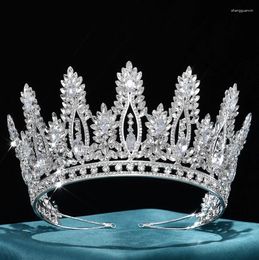 Hair Clips Big Large Tiaras And Crowns Rhinestones Zirconia Diadem For Brides Prom Pageant Headband Wedding Accessories Bridal Jewelry