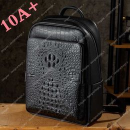 10A+ High quality bag With Business Pattern Men's Backpack Handmade Large Capacity Travel Bags High-end Leather Top Layer Crocodile Cowhide Computer