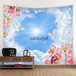 Tapestries Beautiful Sky Landscape Tapestry Wall Hanging Family Room Dorm Decor Boho Background Fabric Sofa Cover Sheet Beach Matvaiduryd