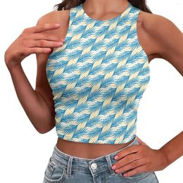 Women's Tanks Polynesian Tribal Hawaiian Totem Tattoo Hawaii Prints Tropical Palm Leaf Summer Woman O-Neck Expose Belly Button Elegant Vest