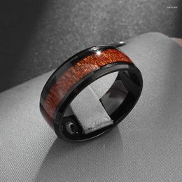 Cluster Rings Fashion High Quality Brown Wood Grain Ring For Men Charm Street Jewellery Finger Accessories