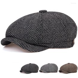 Berets Old Men Big Size Octagonal Hat Leisure Ivy Hats Adult Sboy Cap Head Plus Beret 56-60cm Short