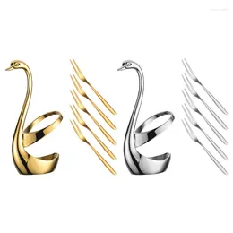 Forks Fruit For Creative Stainless Steel Material Fork Cartoon Dessert With Shaped Holder 2 Colours To Dropship