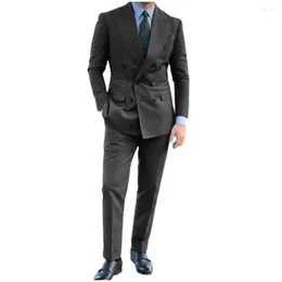 Men's Suits Double Breasted Men 2 Pieces Tailored Made Costume Homme Wedding Groom Tuxedo Prom Blazer Terno Masculino Jacket Pant