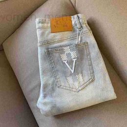 Jeans da uomo firmati di marca lk Jeans da uomo con lettere ricamate ragazzi sociali slim fit pantaloni a gamba piccola pantaloni casual K9T6