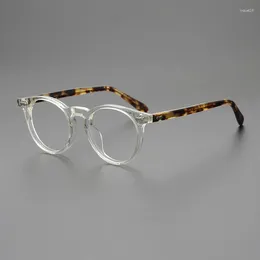 Sunglasses Frames Men's And Women's Universal Top Vintage Handmade Acetate Round Frame Optical Japanese Designer Brand Myopia Reading