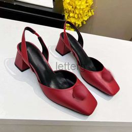 Graceful Designer high heels Hollow bun women's patent leather chunky dress shoes Metal Jewellery pointed party dress Wedding shoes Square toe sandals letterg