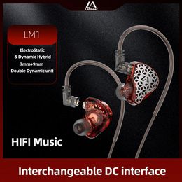 Headphones Lafitear LM1 1DD+1EST Hybrid Technology In Ear Earphone Metal Monitor HiFi Headphone Stereo Bass Music Earbuds Sports Headset