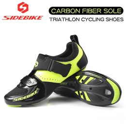 Footwear Sidebike Triathlon Cycling Road Shoes Carbon Fiber Shoes Professional Athletic Road Bike Shoes Mens Ultralight Breathable