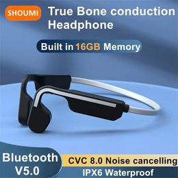 Headphones Bone Conduction Headphone Builtin 16GB Memory Wireless Bluetooth Earphone IPX6 Waterproof Headset CVC Noise Cancelling with Mic