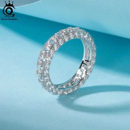 Band Rings ORSA JEWELS Genuine 925 SterlSilver Brilliant WeddRings 14K Gold Plated Dainty Finger Band for Women Jewelry Gift SR321 J240118