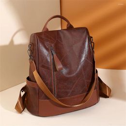 School Bags 2024 Fashion Women's Backpacks Designer High Quality Soft Leather Simple Backpack Large Capacity Bag Antitheft Shoulder