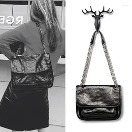 Evening Bags Genuine Cowhide Leather Luxury Designer Shoulder Bag Women Crossbody Chain Flap Fashion Square Bagquare