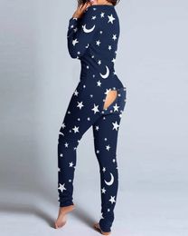 Women Christmas Onesies With Butt Flap For Adults Sexy Sleepwear Romper Open Butt Pyjamas Jumpsuit Xmas Pyjama Long Nightie 240118