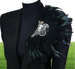 Boutonniere Clips Collar Brooch Pin Wedding Bussiness Suits Banquet Brooch Black Feather Anchor Flower Corsage Party Bar Singer LJ1407463