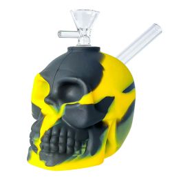 Skull Hookahs Silicone Bong with 14mm joint water pipes dab rig with quartz bangers/bowl smoke accessory BJ