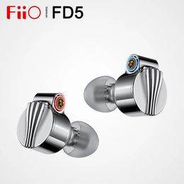 Headphones Fiio FD5 Beryllium Coated Dynamic Inear Monitors Earphone with 2.5/3.5/4.4mm Interchangeable Sound Tubes and MMCX Audio Jack