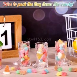 Disposable Cups Straws Pack Of 20 Mini Clear Plastic S Glasses Cowboy Theme Decoration Boot Cup Fun Party Supplies