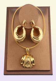 Earrings Necklace African Jewellery Set For Women Fashion Dubai Wedding Pendant Bridal Design Gold Plated Nigerian Accessory74821801377347