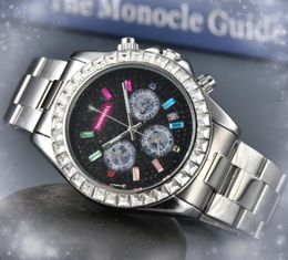 Top quality Men Watch Full Function Stopwatch Fashion Casual clock Man Colorful Diamonds Ring Shine Starry Dial Luxury Quartz Movement Watches Montre De Luxe Gifts