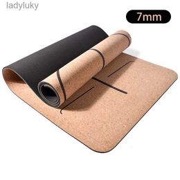 Yoga Mats Cork Yoga Mat Pilates TPE Dry and Wet High Elasticity Excercise Gymnastics Mat 183cm*65cm*0.7cmL240118