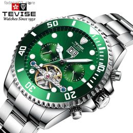Other Watches TEVISE T823 Original Top Luxury Brand Mens Stainless Steel Skeleton Men Waterproof Automatic Mechanical Wristes Q240118