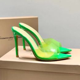 2024 New Grossi Rossi heel slippers Sandals stiletto mules PVC high Heels 105mm slip-on open toe women Luxury Designers shoes Evening factory footwear Large size 35-43