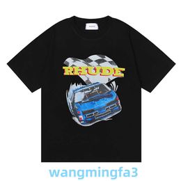 2024 New Model Men's T-shirts designer American Fashion Brand Rhude Racing F1 Printed Commemorative Sleeve Cotton for Male and Female Couples Large Size Short t