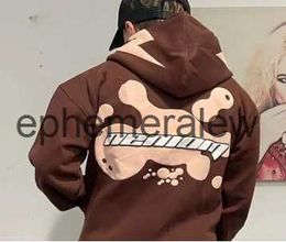 Men's Hoodies Sweatshirts Pants Trendy and Cool Campus Vibe Style Men Outer Wear Spring Autumn Cartoon Print Burgundy Couple Sweatshirt Jacket Insephemeralew