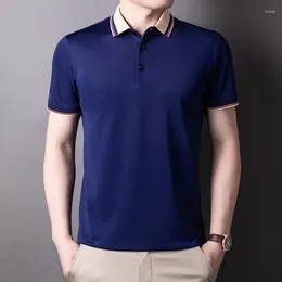 Men's Polos Summer Korean Style Short Sleeve T-shirt Fashion Lapel Solid Color Loose Polo Shirt Clothing