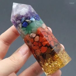 Decorative Figurines Orgone Chip Quartz Hexagonal Wand Pointed Healing Reiki Chakra Crystal Ornament Craft Energy Meditation Orgonite Home